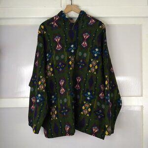 Santana Aztec Vintage 90s Fleece Hoodie Large Southwestern Tribal Mens Green